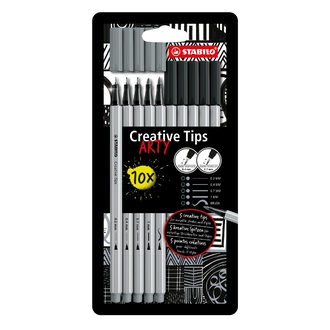 Papírenské zboží - Kreativní set STABILO Creative Tips 10 ks sada - černá, středně šedá