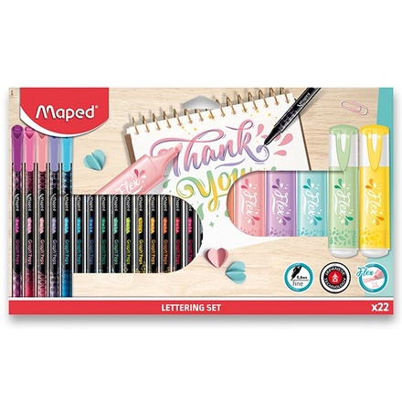 Papírenské zboží - Lettering set Maped souprava, 22 ks