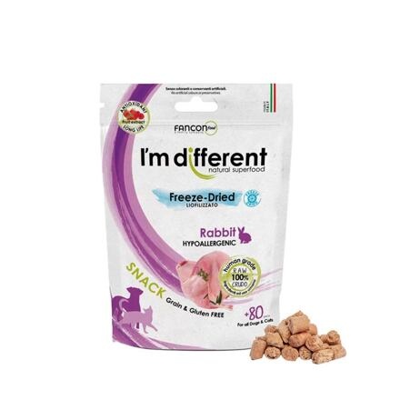 Papírenské zboží - I´M DIFFERENT SNACK králík - mrazem sušený pamlsek, 40 g 