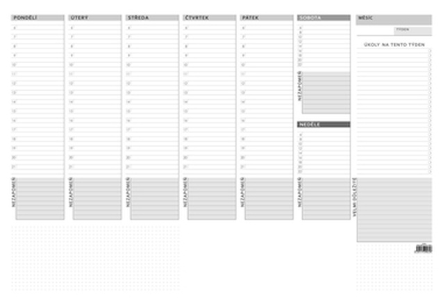 Papírenské zboží - Stolní plánovač A2- týd. mapa s lištou -50 l