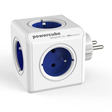 Papírenské zboží - Rozbočovací zásuvka 240V, CEE7 (vidlice)-POWERCUBE, 0.1m, ORIGINAL, modrá, POWERCUBE, 5 z